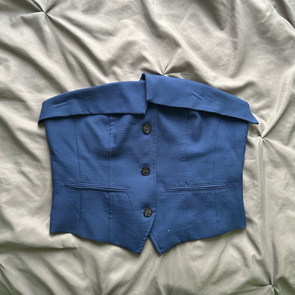 Bershka strapless button up suit top